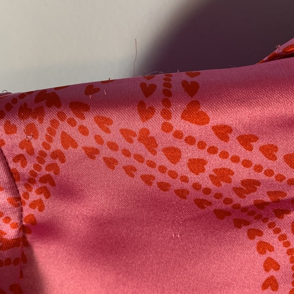 Bailey 44 size small satin button down shirt cropped front tie hearts pink red - Picture 13 of 14